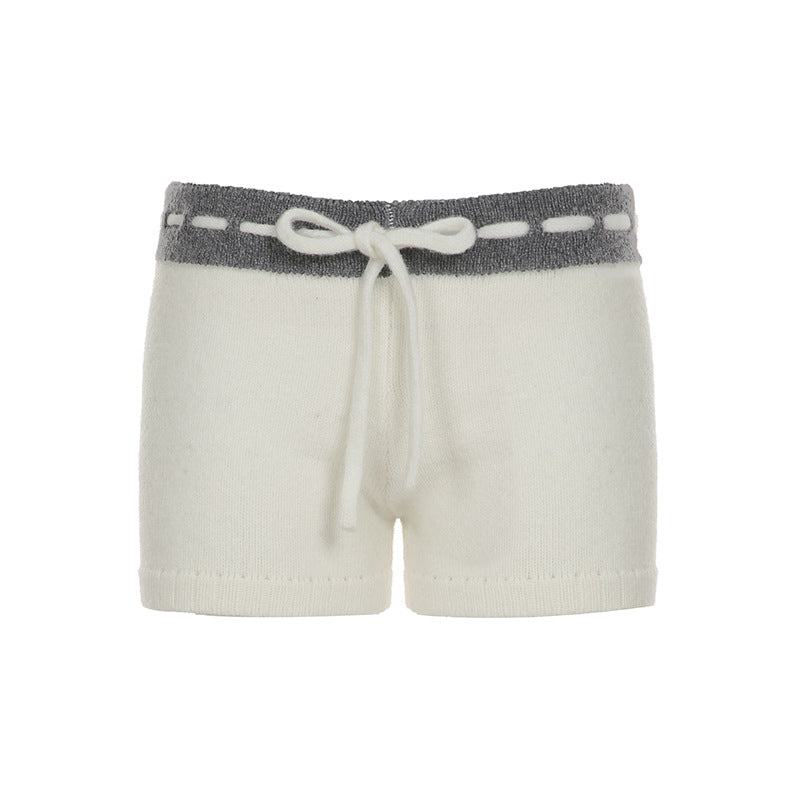 Drawstring self tie five-pointed star pattern short pant