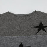 Long sleeve crewneck five-pointed star pattern top