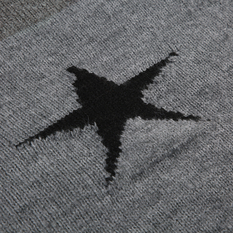 Long sleeve crewneck five-pointed star pattern top