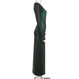 Long sleeve crewneck body print maxi dress