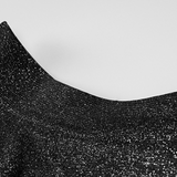 Long sleeve crewneck padded beaded mini dress