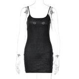 Mini-robe camisole dos nu à col en U et perles 