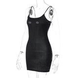 Mini-robe camisole dos nu à col en U et perles 