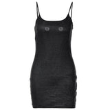 Mini-robe camisole dos nu à col en U et perles 