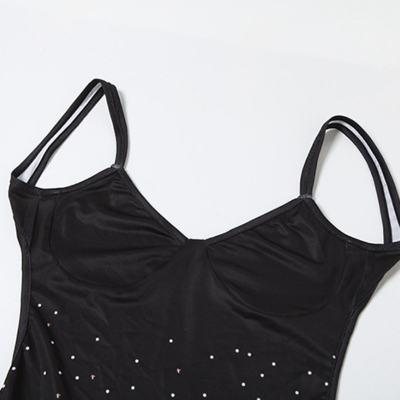 Robe longue camisole à imprimé fleuri et à pois froncés à col en V 