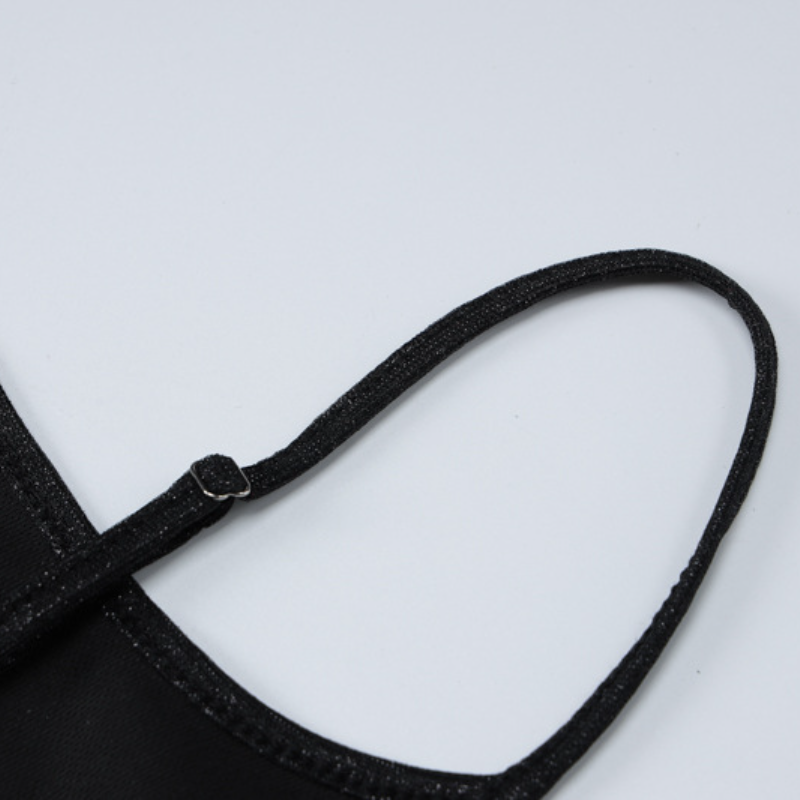 Mini-robe camisole dos nu à col en U et perles 