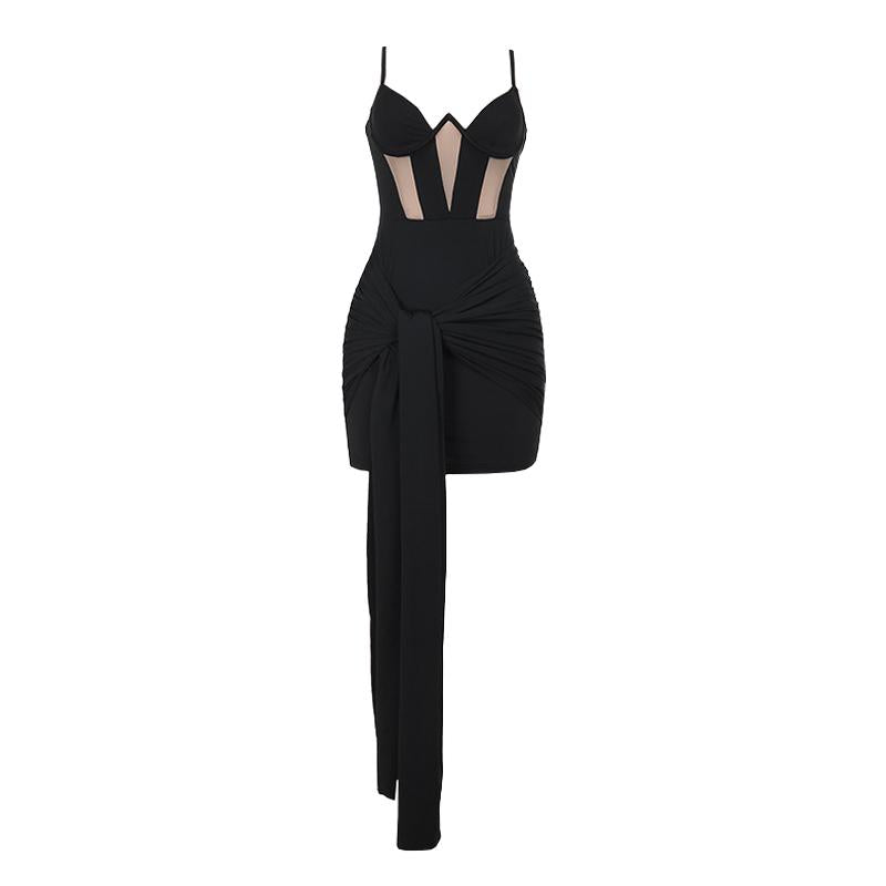 Mini-robe camisole dos nu en maille froncée 