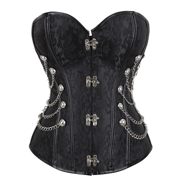 Haut tube corset à chaîne en métal et col en cœur 
