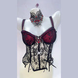 Haut camisole à col en V avec nœud papillon et motif croisé en araignée 