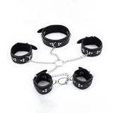 Liga de cadena de metal de cuero PU con anillo en O negro