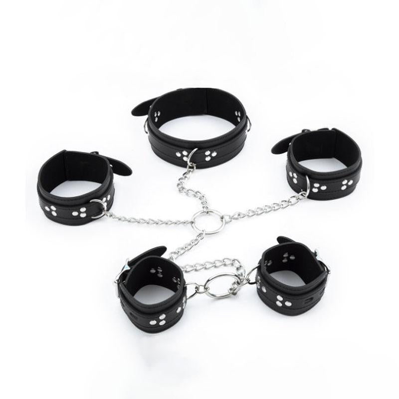 Liga de cadena de metal de cuero PU con anillo en O negro