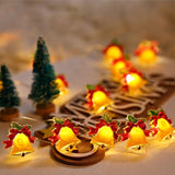 Cadena de luces decorativas con forma de campana y lazo