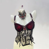 Haut camisole à col en V avec nœud papillon et motif croisé en araignée 