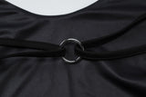 Robe longue à col en U et à nouer soi-même, imprimée sur le corps, avec anneau en O 