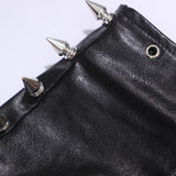 PU leather rivet applique hollow out solid mini skirt