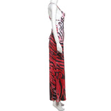 Robe longue à imprimé dégradé avec col bénitier et anneau en O 