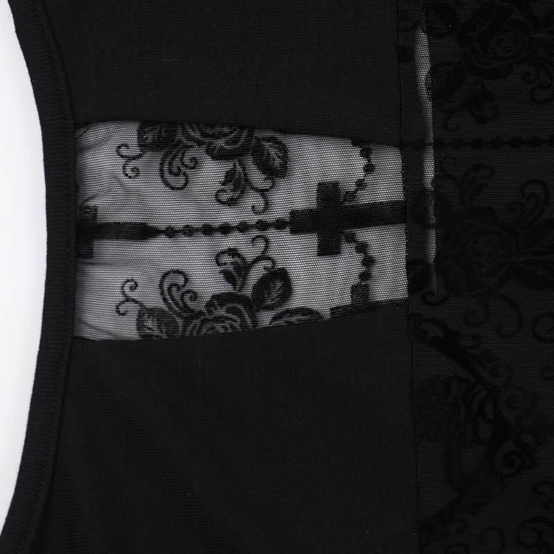 Top de manga larga con cuello redondo y estampado cruzado 