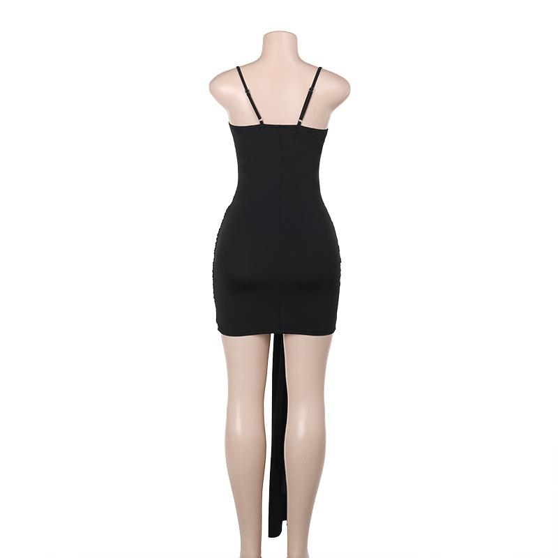 Mini-robe camisole dos nu en maille froncée 