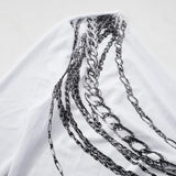 Top de un hombro con estampado de cadena y manga larga irregular 