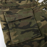 Jean camouflage taille moyenne avec poches zippées 