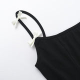 Haut camisole dos nu à col en U avec nœud appliqué 