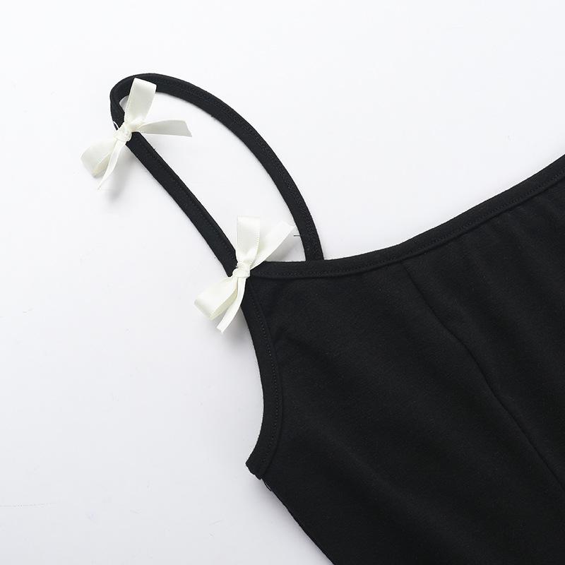 Haut camisole dos nu à col en U avec nœud appliqué 