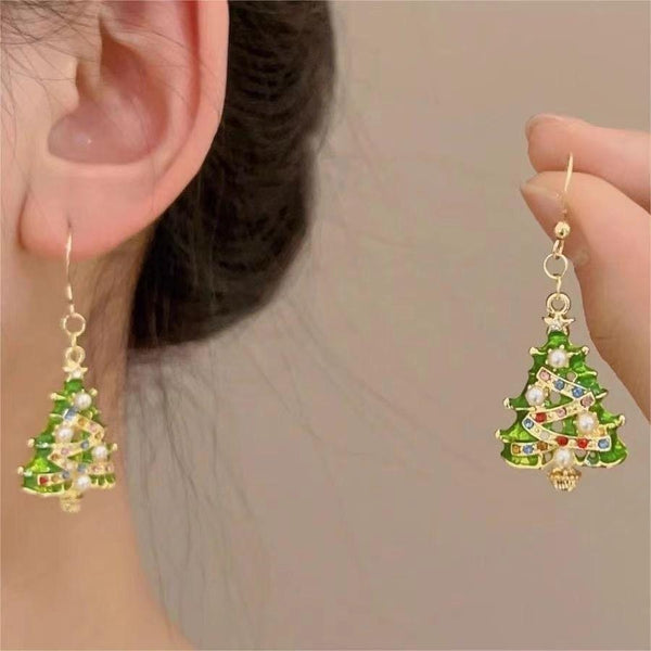 Pendientes colgantes con lazo y decoración de árbol de Navidad