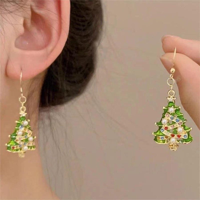 Pendientes colgantes con lazo y decoración de árbol de Navidad