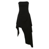 Vestido midi de tubo liso con espalda descubierta irregular 