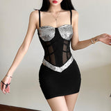 Haut camisole dos nu en maille à col en V pailleté 