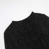 Mini-robe en maille à lacets et volants à manches longues 