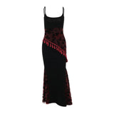 Robe midi dos nu à imprimé dentelle et col en U avec pompons 