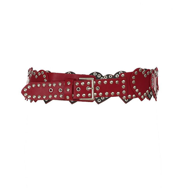 Ceinture réglable en cuir PU avec boucle en forme de cœur 