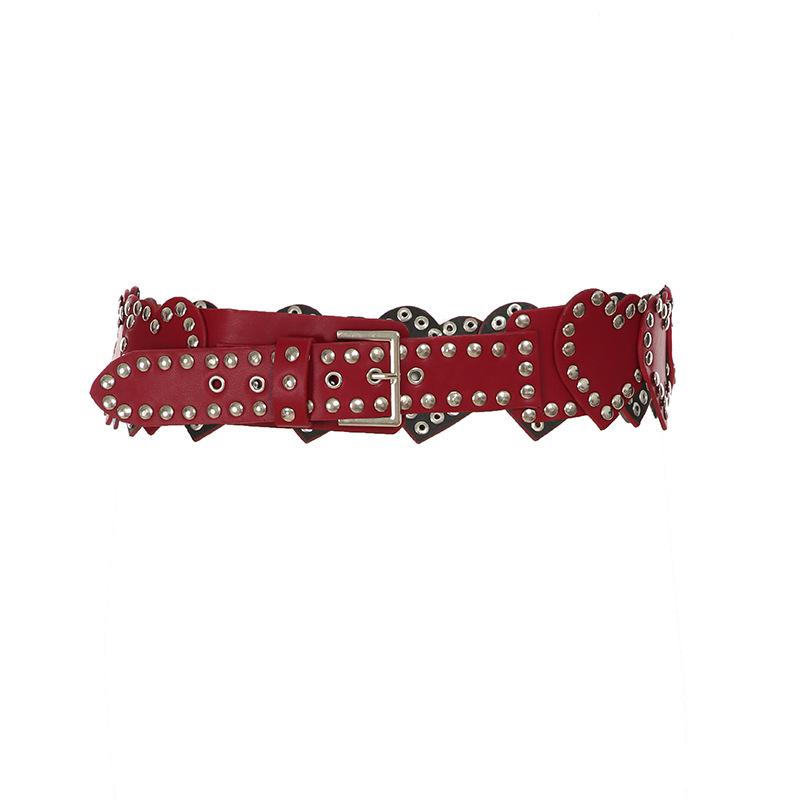 Ceinture réglable en cuir PU avec boucle en forme de cœur 