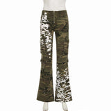 Jean camouflage taille moyenne avec poches zippées 