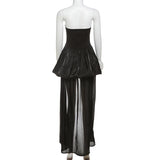 Ruched solid backless tube mini dress