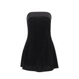 Mini-robe tube unie en velours avec fente zippée et dos nu 