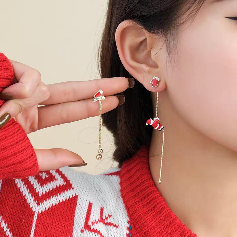Pendientes colgantes con decoración de árbol de Navidad irregular