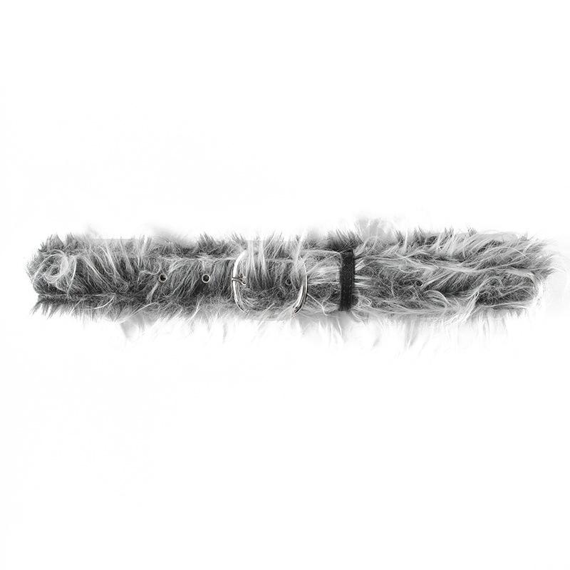 Fluffy PU leather adjustable buckle belt