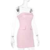 Mini-robe tube dos nu corset rose 