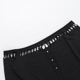 Robe mini ajourée à manches longues et épaules dénudées 
