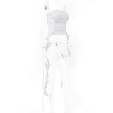 Haut tube dos nu avec corset à lacets et ruban 