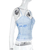 Haut camisole dos nu imprimé en maille à col en V 