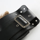 Fluffy PU leather adjustable buckle belt