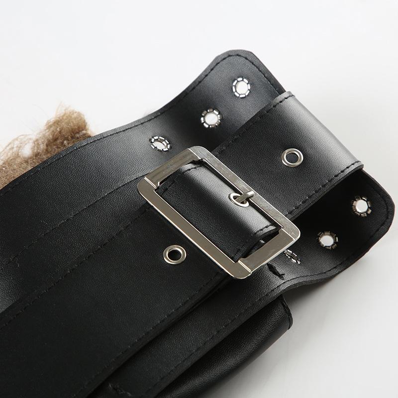 Fluffy PU leather adjustable buckle belt