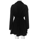 Zip-up long sleeve turnover collar embroidery mini dress