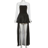 Ruched solid backless tube mini dress