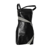 Minivestido de malla de cuero PU irregular con cremallera 