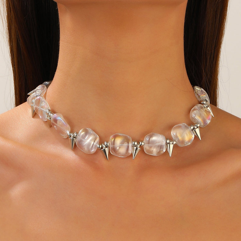 Cross rivet pendant decor choker necklace