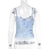 Haut camisole dos nu imprimé en maille à col en V 